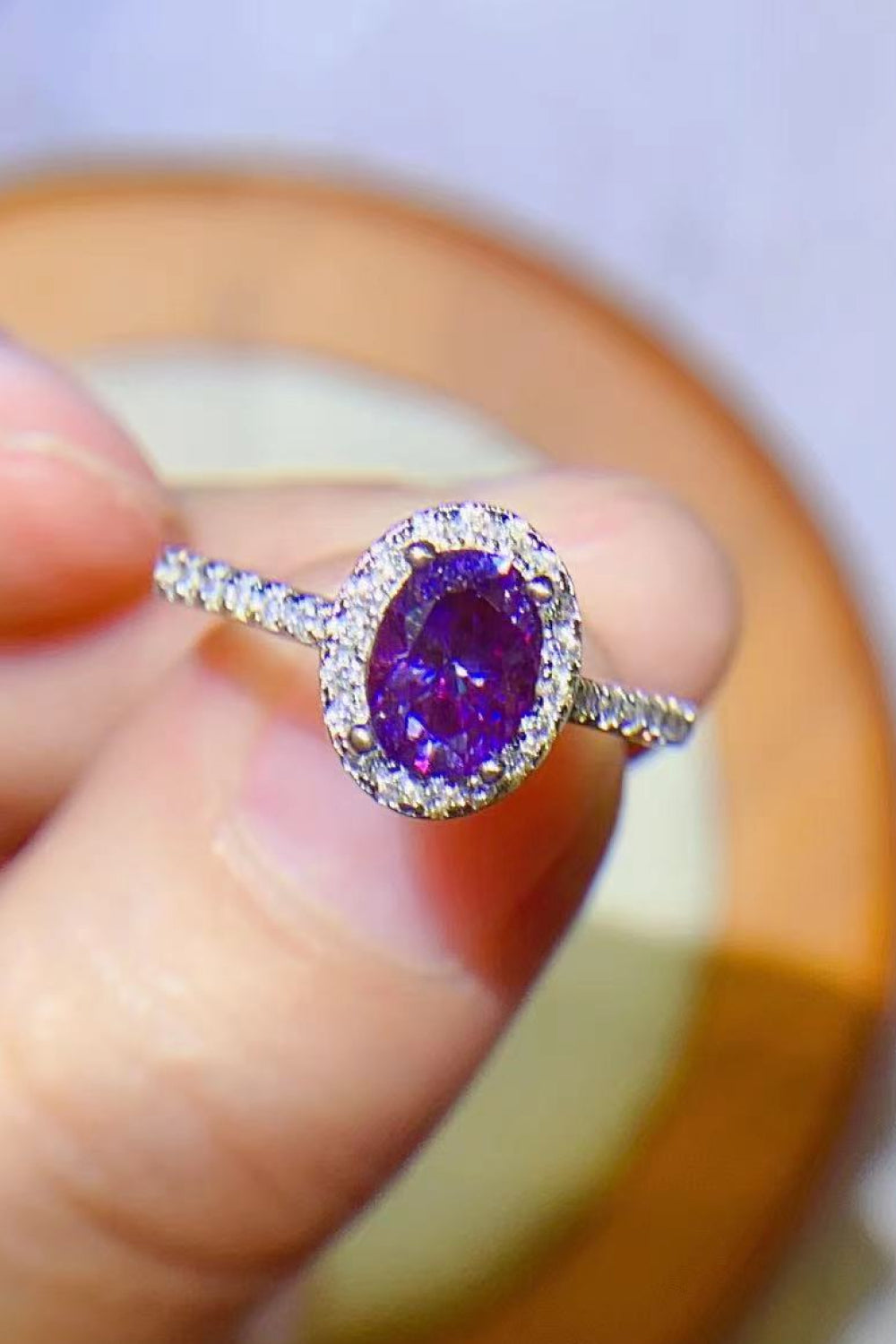 Women's 925 Sterling Silver 1 Carat Purple Moissanite Ring