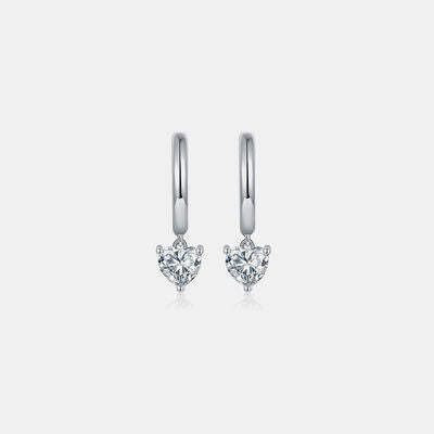 1 Carat Moissanite 925 Sterling Silver Heart Earrings 💜