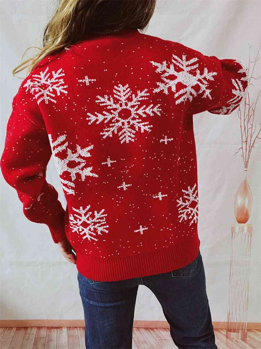 CHRISTMAS Snowflake Pattern Dropped Shoulder Sweater