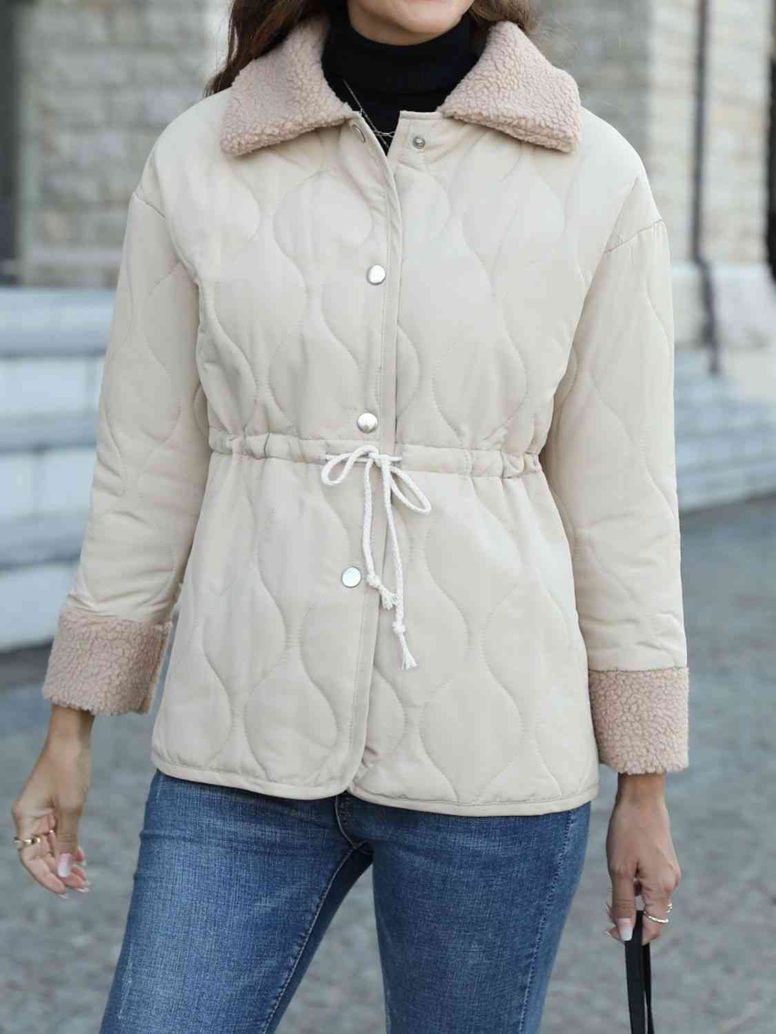 FashionToFigureTrends White Snap Down Collared Jacket