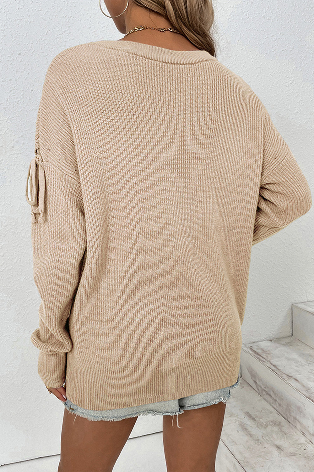 Chic Babe' Round Neck Dropped Shoulder Sweater 🦋