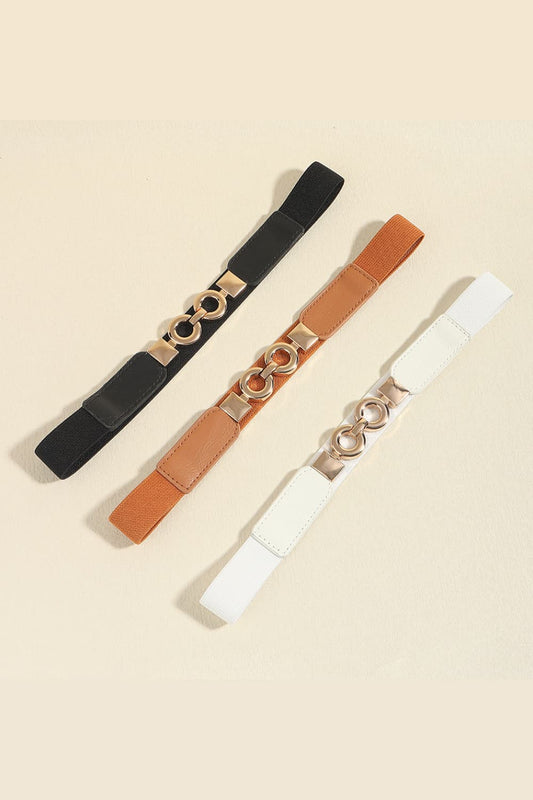 Black, Caramel, or White One Size PU Leather Belt