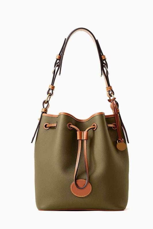 Hannah PU Drawstring Medium Bucket Bag