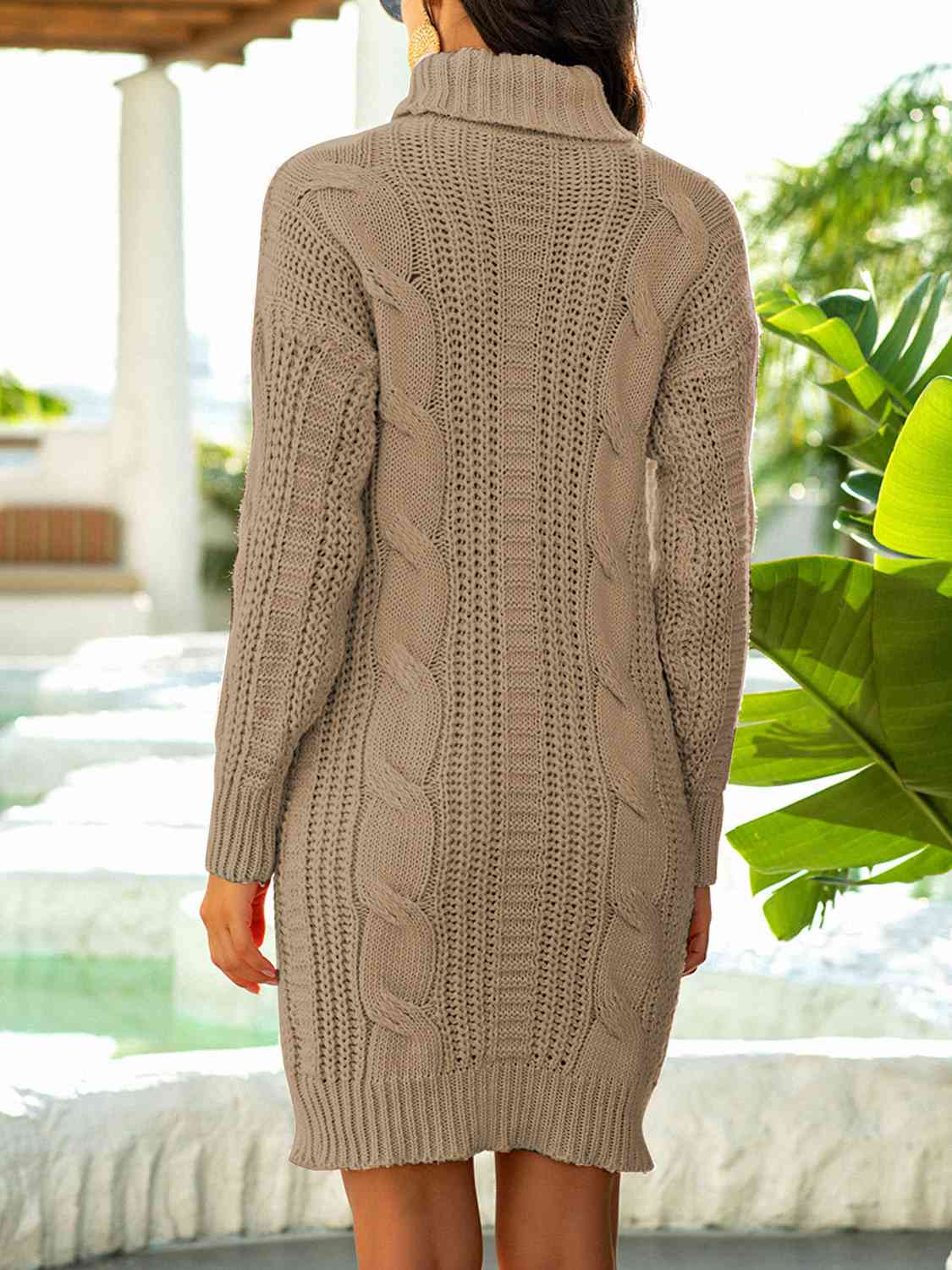 CozyWonders Turtleneck Ribbed Sweater Dress