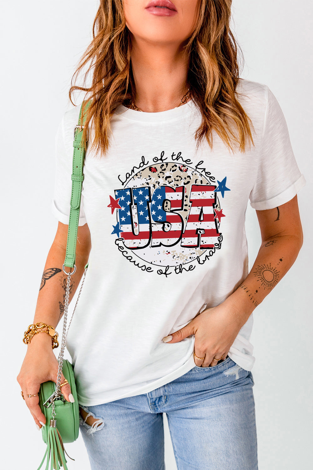 Women's Full Size USA Bryony Graphic Round Neck Tee