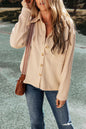 Women's Ava Beige Pocketed Button Up Dropped Shoulder Jacket