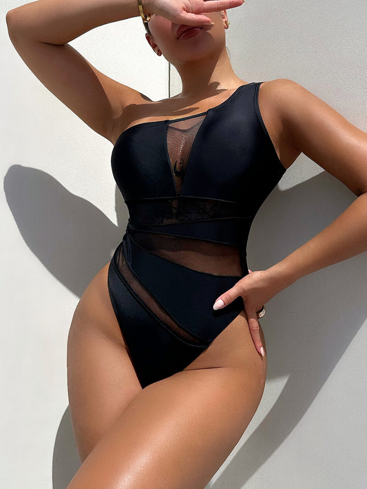 SO SUMMER One-Shoulder Sleeveless One-Piece Swimsuit