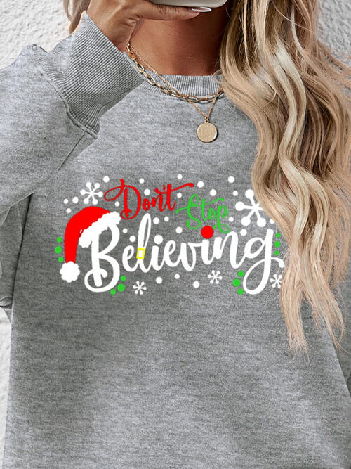 CHRISTMAS THEMED Letter Graphic Long Sleeve Sweatshirt