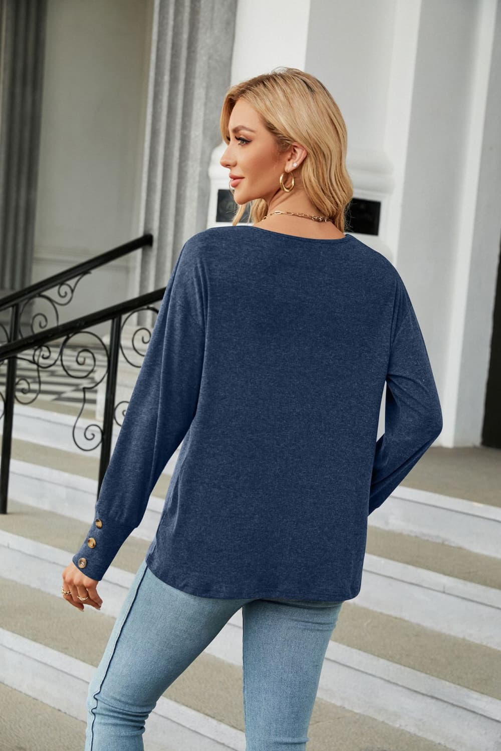 Full Size V-Neck Long Sleeve T-Shirt