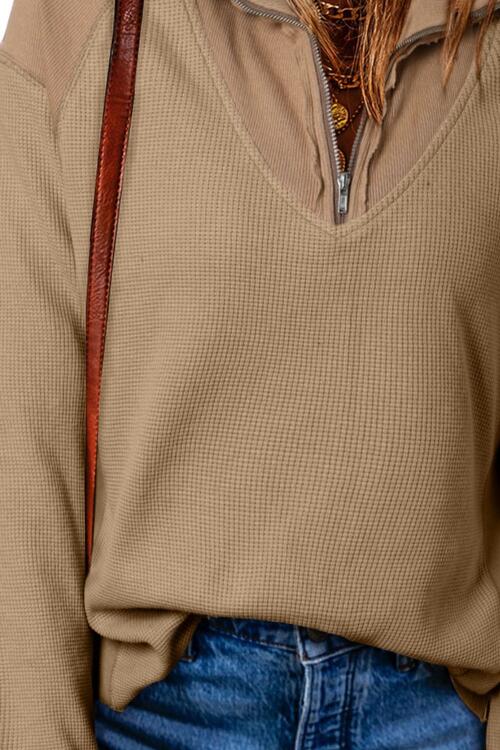 Half Zip Dropped Shoulder Sweatshirt