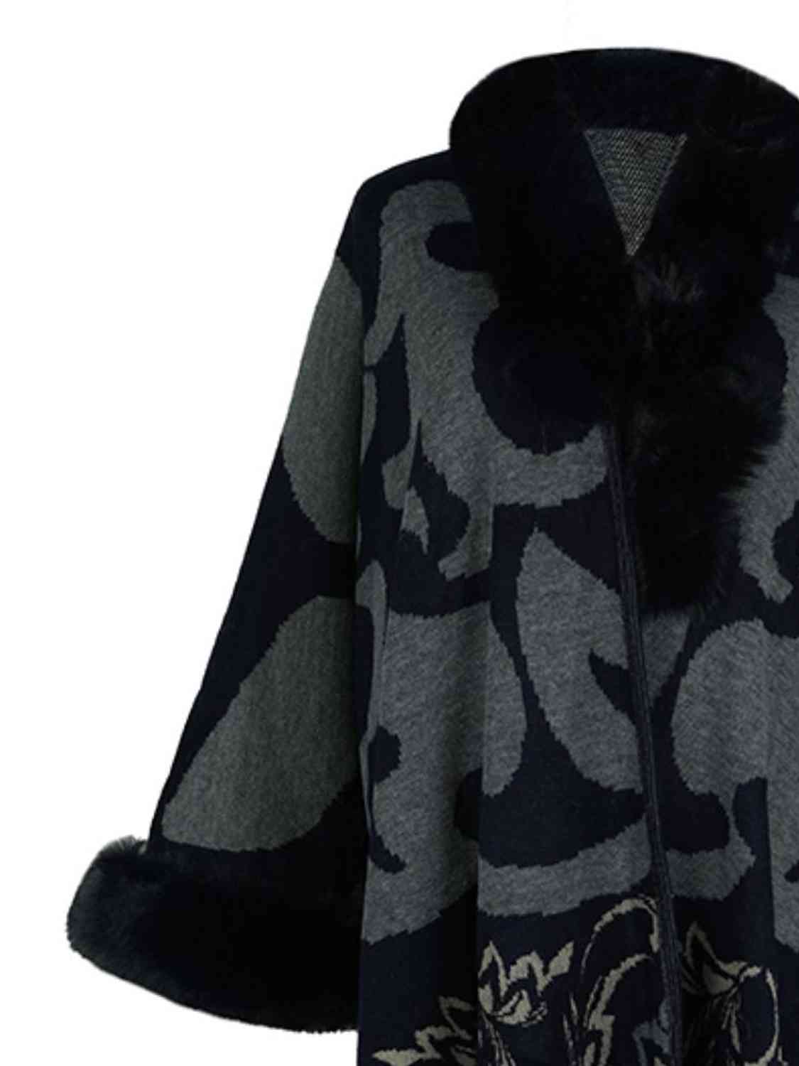 Dress To Impress One Size Faux Fur Trim Poncho