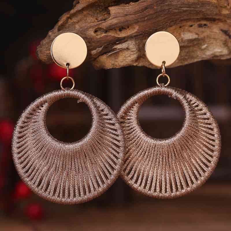 So Beautiful Cotton Cord Round Geometric Drop Earrings