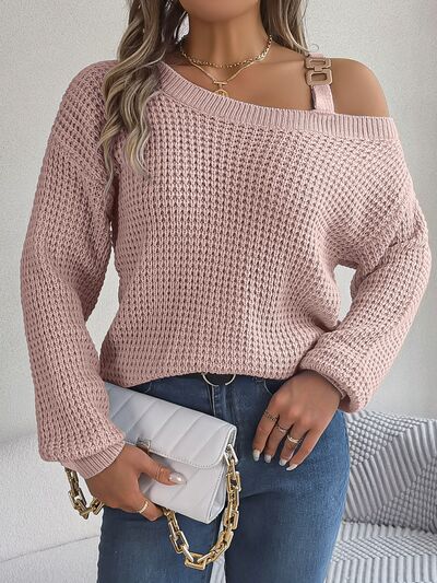 Allissa Asymmetrical Neck Cold Shoulder Long Sleeve Sweater