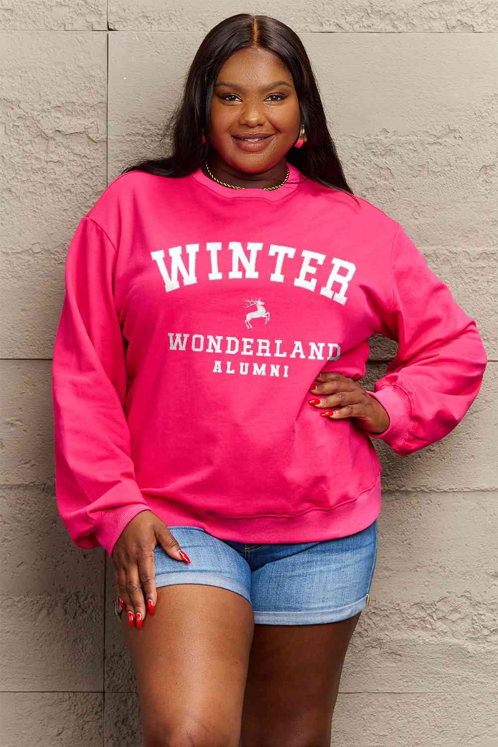 Simply Love Full Size WINTER WONDERLAND ALUMNI Graphic CHRISTMAS Long Sleeve Sweatshirt