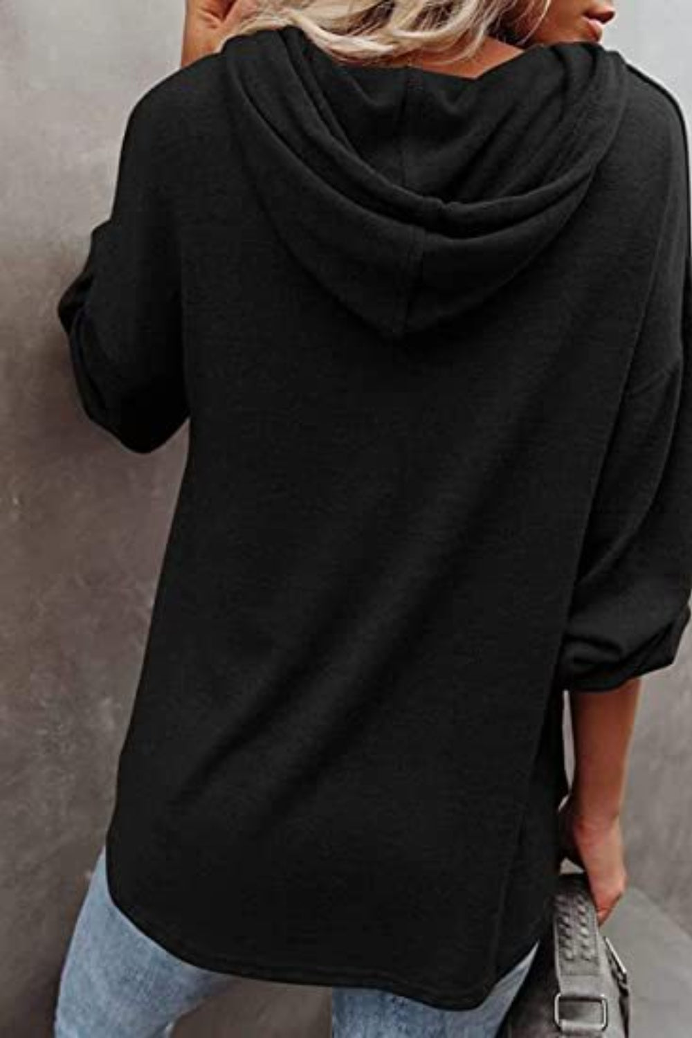 Full Size Buttoned Drop Shoulder Hoodie