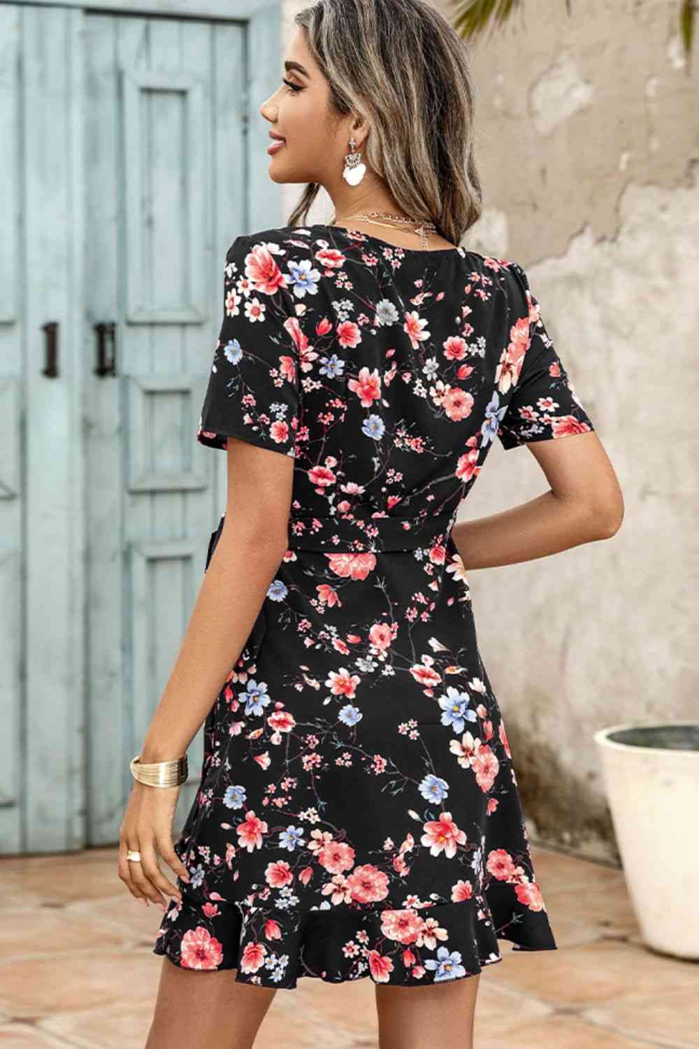 Women's Clarisia Floral Tied Ruffle Hem Surplice Dress