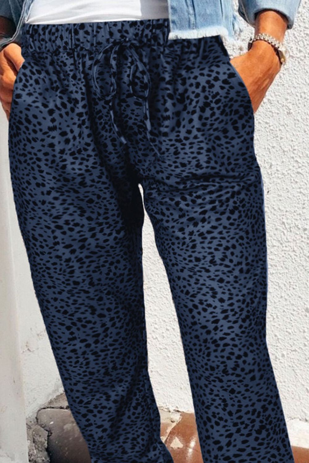 Full Size Leopard Pocketed Long Pants