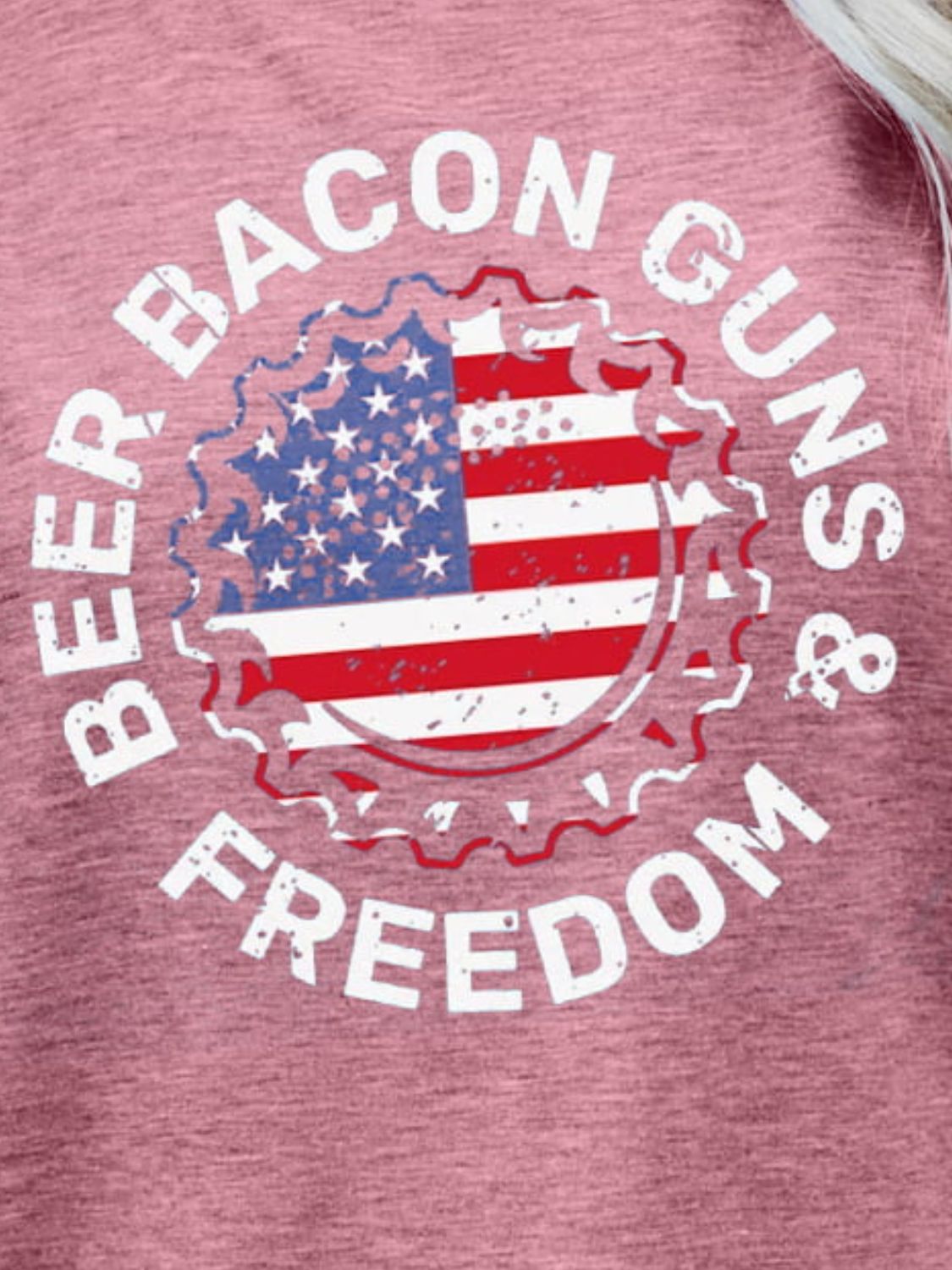 Malibu Dreams BEER BACON GUNS & FREEDOM US Flag Graphic Tee