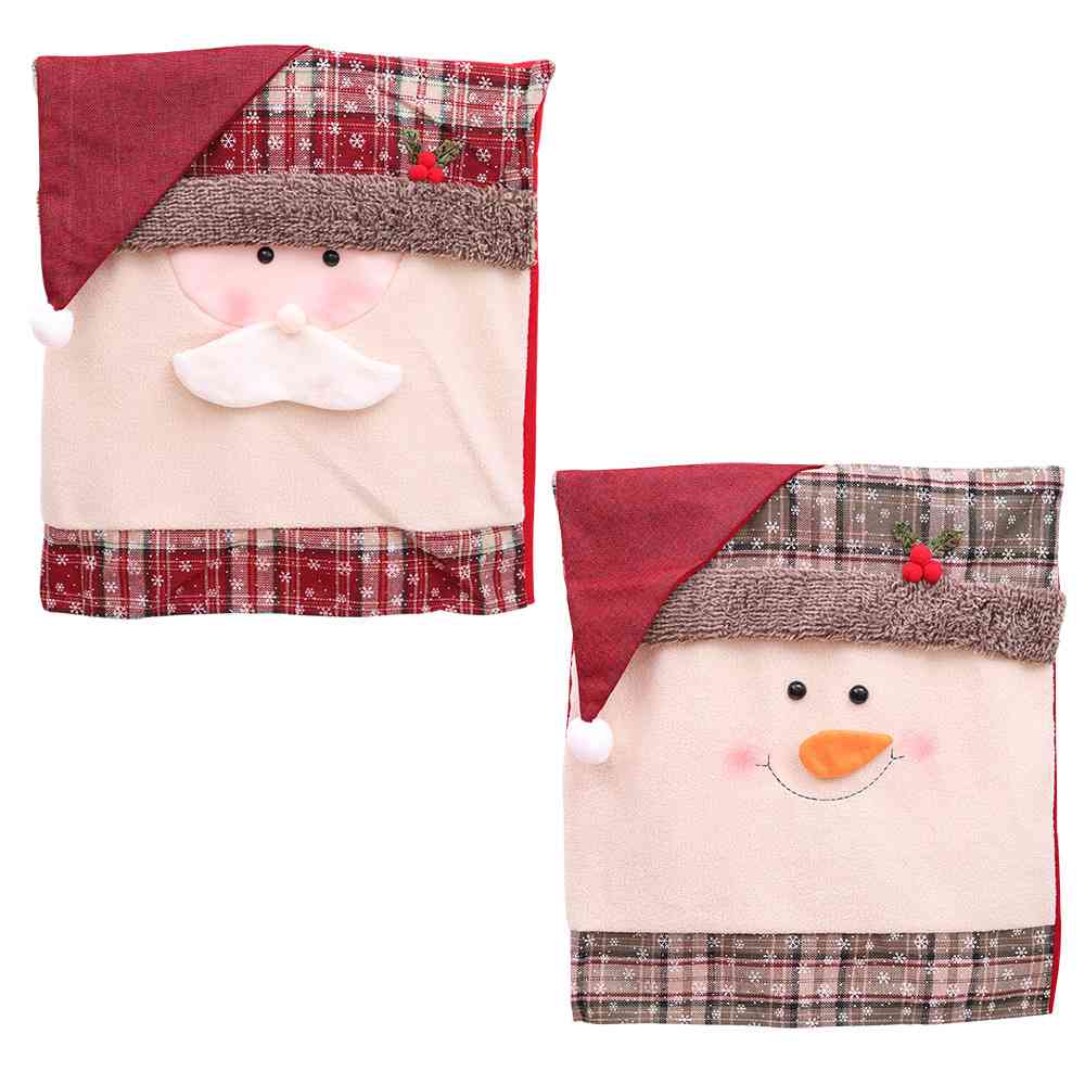 Christmas Santa or Snowman Pom-Pom Trim Chair Cover
