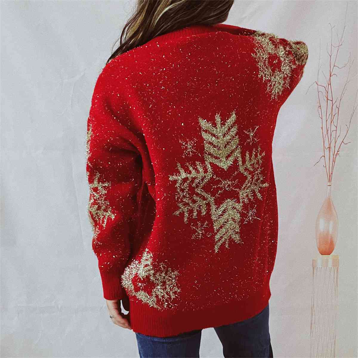 CHRISTMAS Snowflake Pattern Long Sleeve Sweater