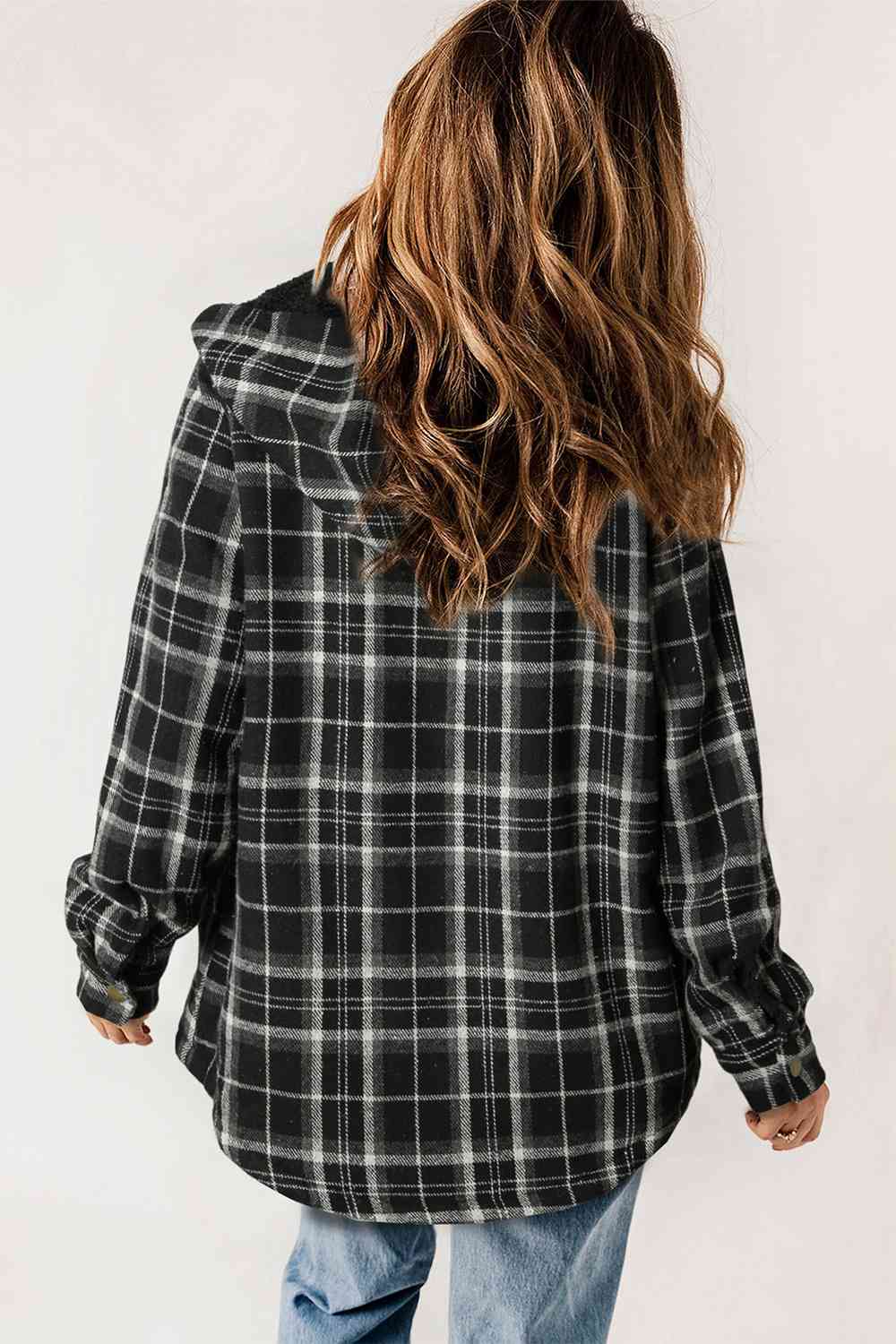 FashionToFigureTrends Plaid Snap Down Hooded Jacket