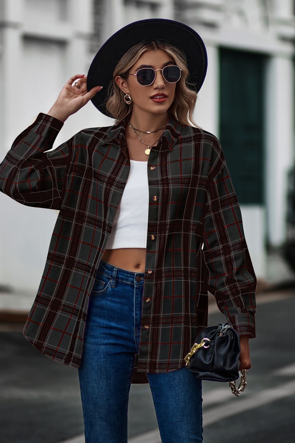 Full Size Plaid Long Sleeve Shirt