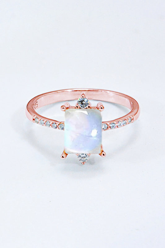 925 Sterling Silver Square Moonstone Women's Ring