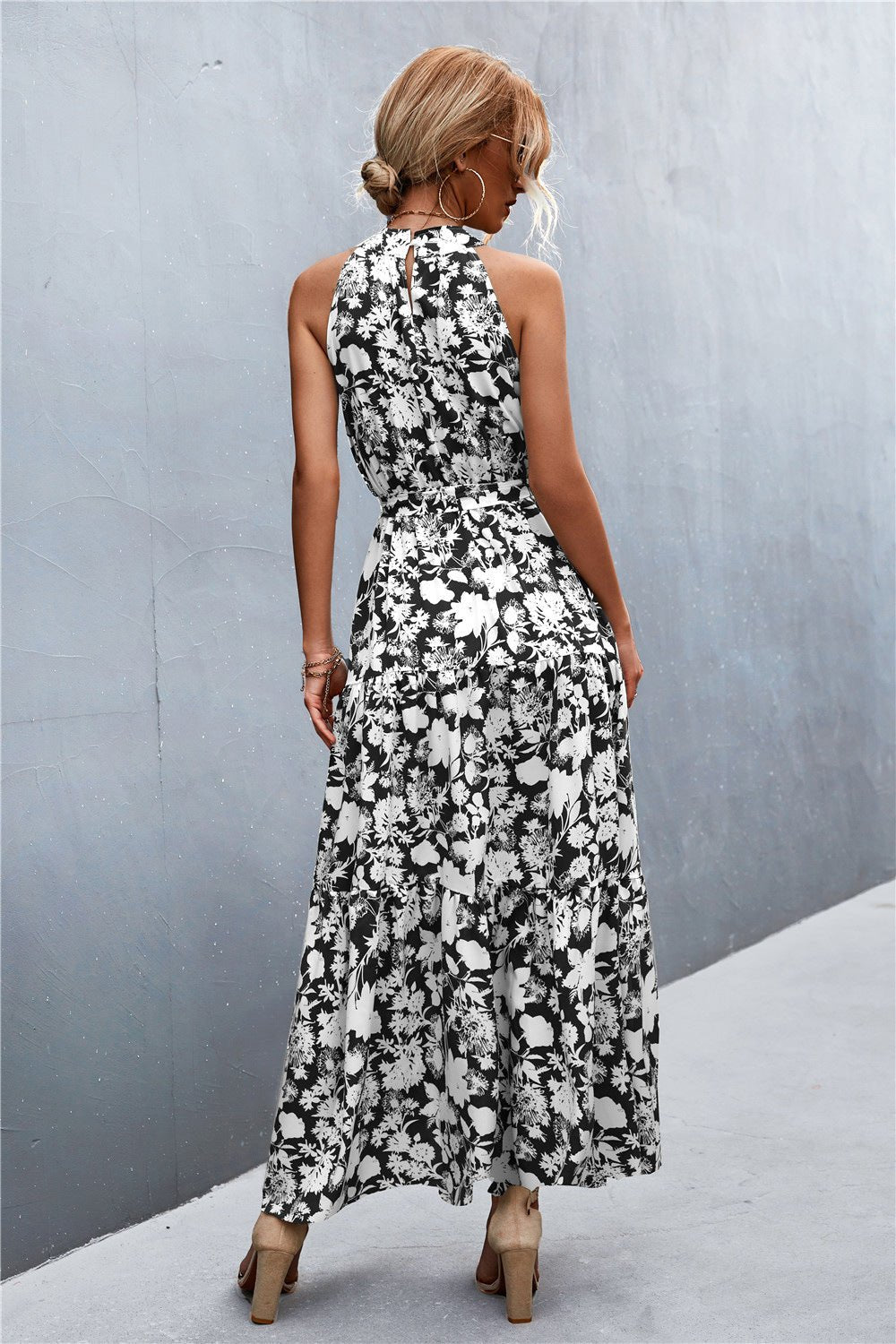 Women's Valencia Printed Sleeveless Tie-Waist Maxi Dress