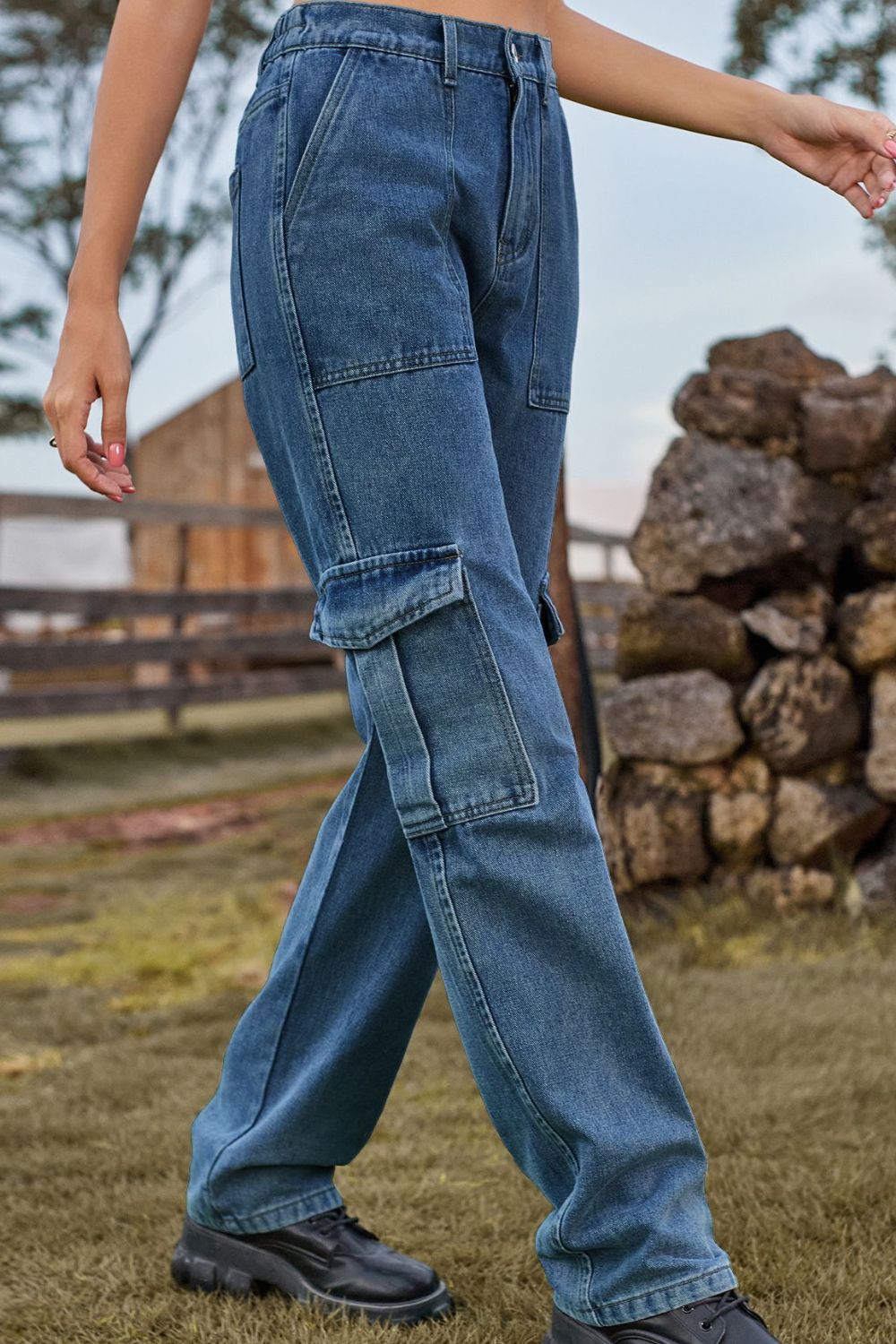 Full Size Loose Fit Long Jeans with Pockets