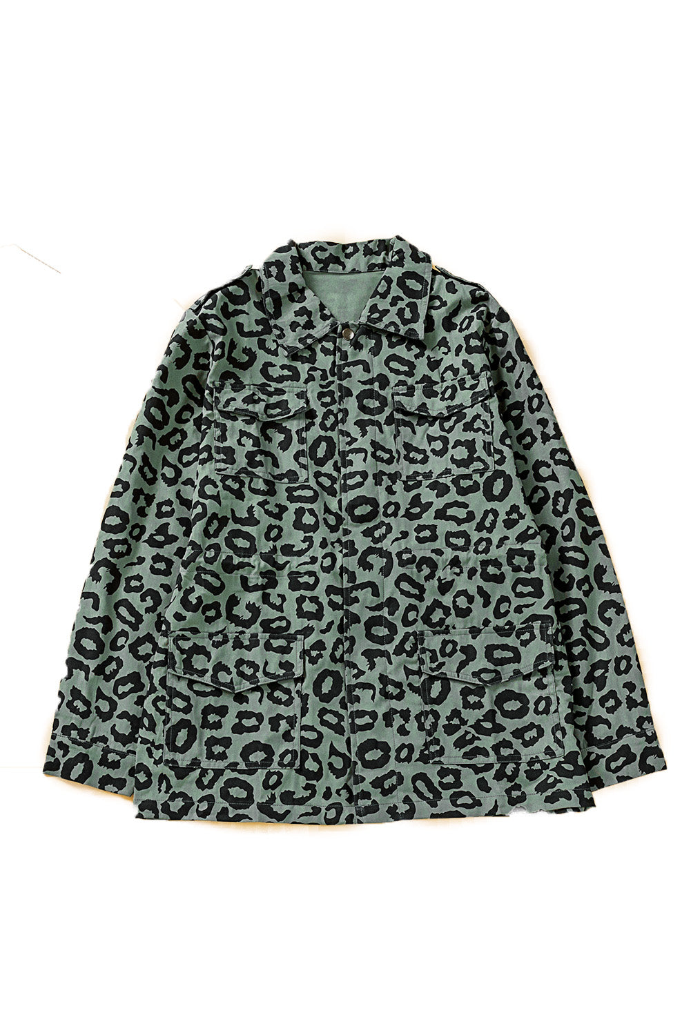 Full Size Leopard Drawstring Waist Jacket with Pockets