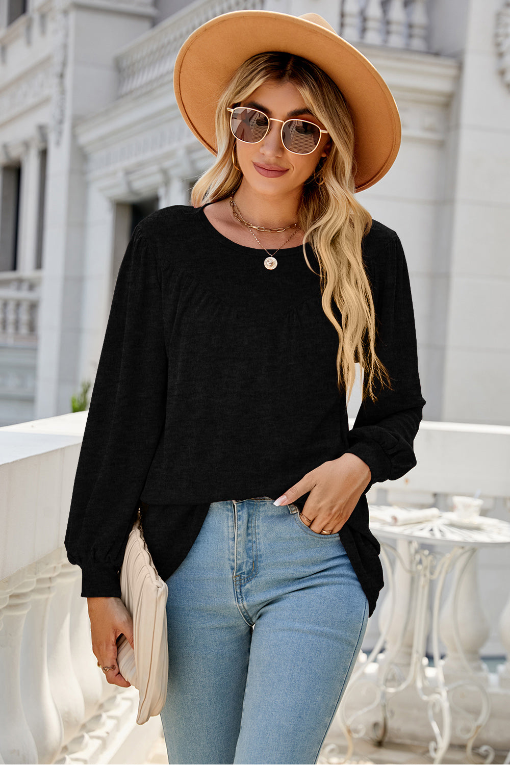 Full Size Round Neck Long Sleeve Top