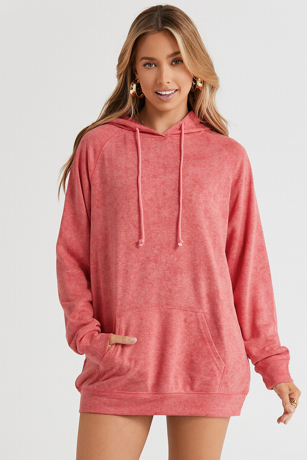 Full Size Long Sleeve Front Pocket Hoodie