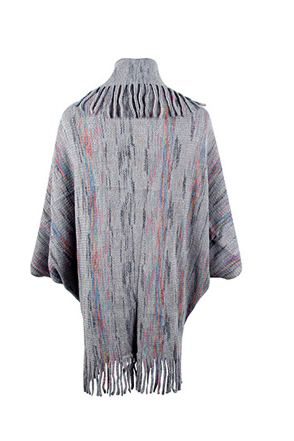 One Size Fringe Detail Printed Poncho