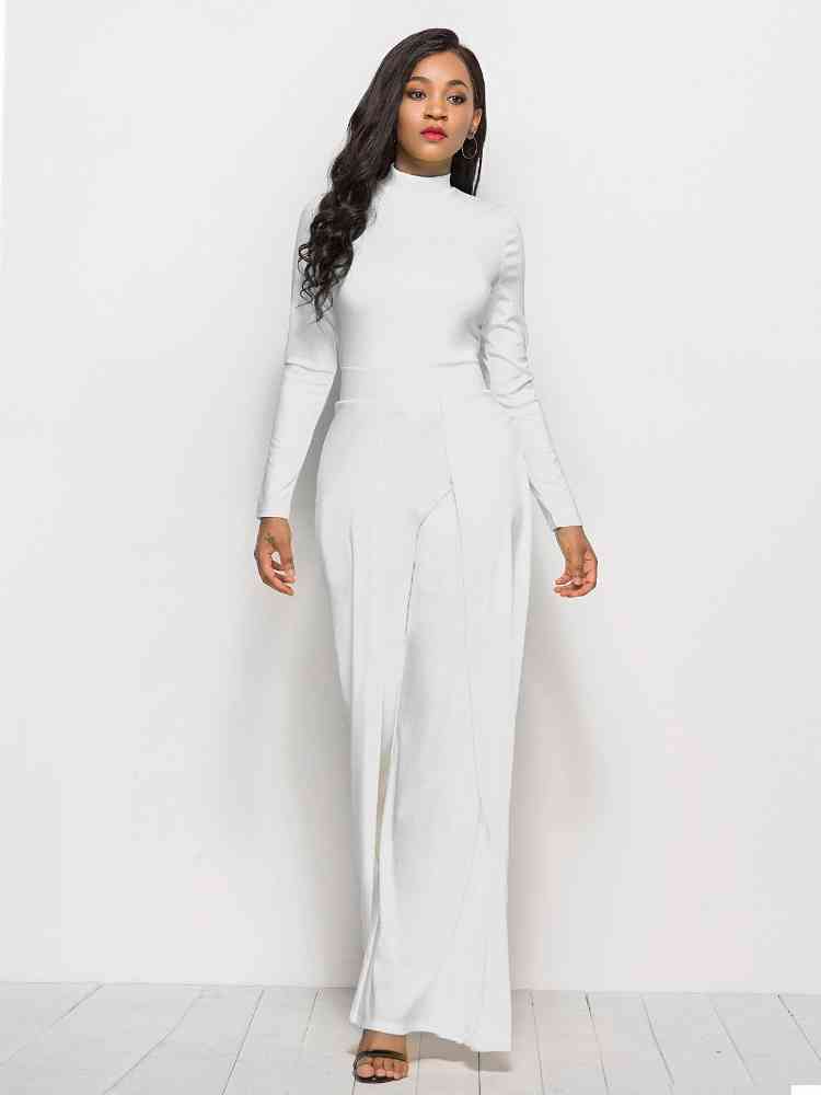 SavannahJayJumpers Long Sleeve Mock Neck Wide Leg Jumpsuit