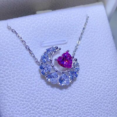 1 Carat Moissanite 925 Sterling Silver Heart Necklace 💜