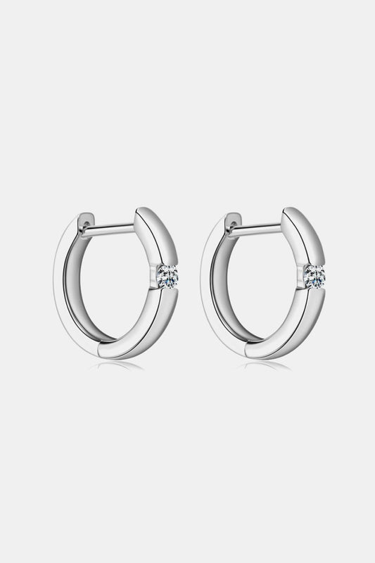 Moissanite 925 Sterling Silver Huggie Earrings | Length 0.54" Carat 0.12 Weight 0.1oz