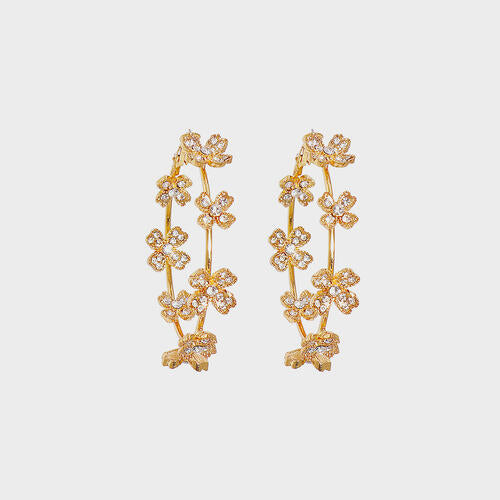 Circle Shape Rhinestone Alloy Gold Earrings