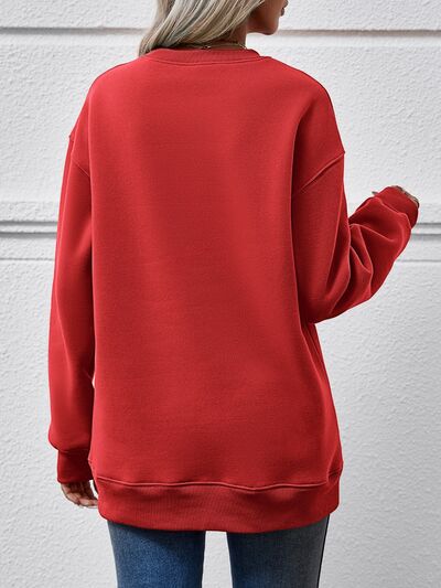 AMERICA Round Neck Dropped Shoulder Sweatshirt