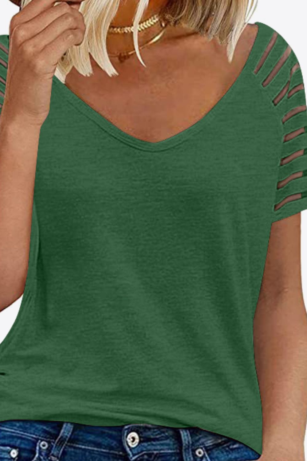 Full Size V-Neck Raglan Sleeve Tee