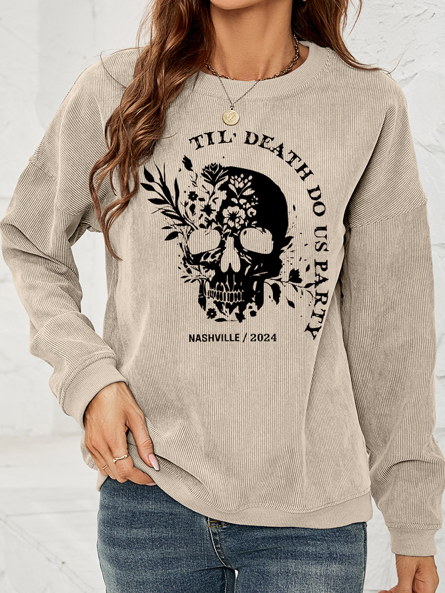 Skull Graphic HALLOWEEN Dropped Shoulder Sweatshirt