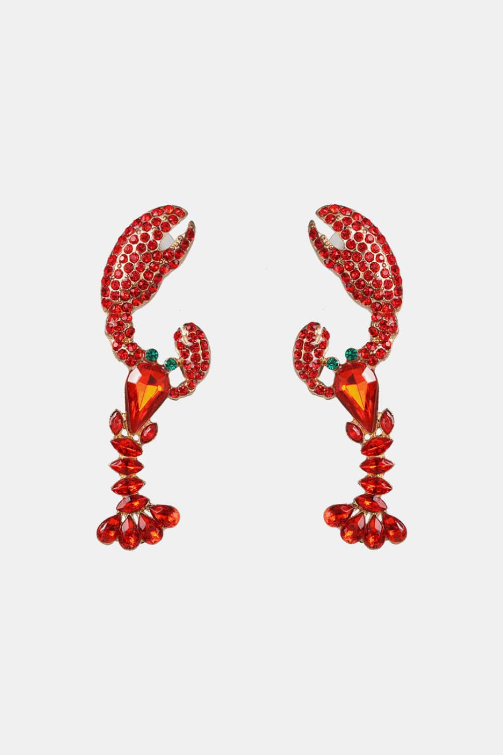 Lobster Shape Glass Stone Dangle Earrings