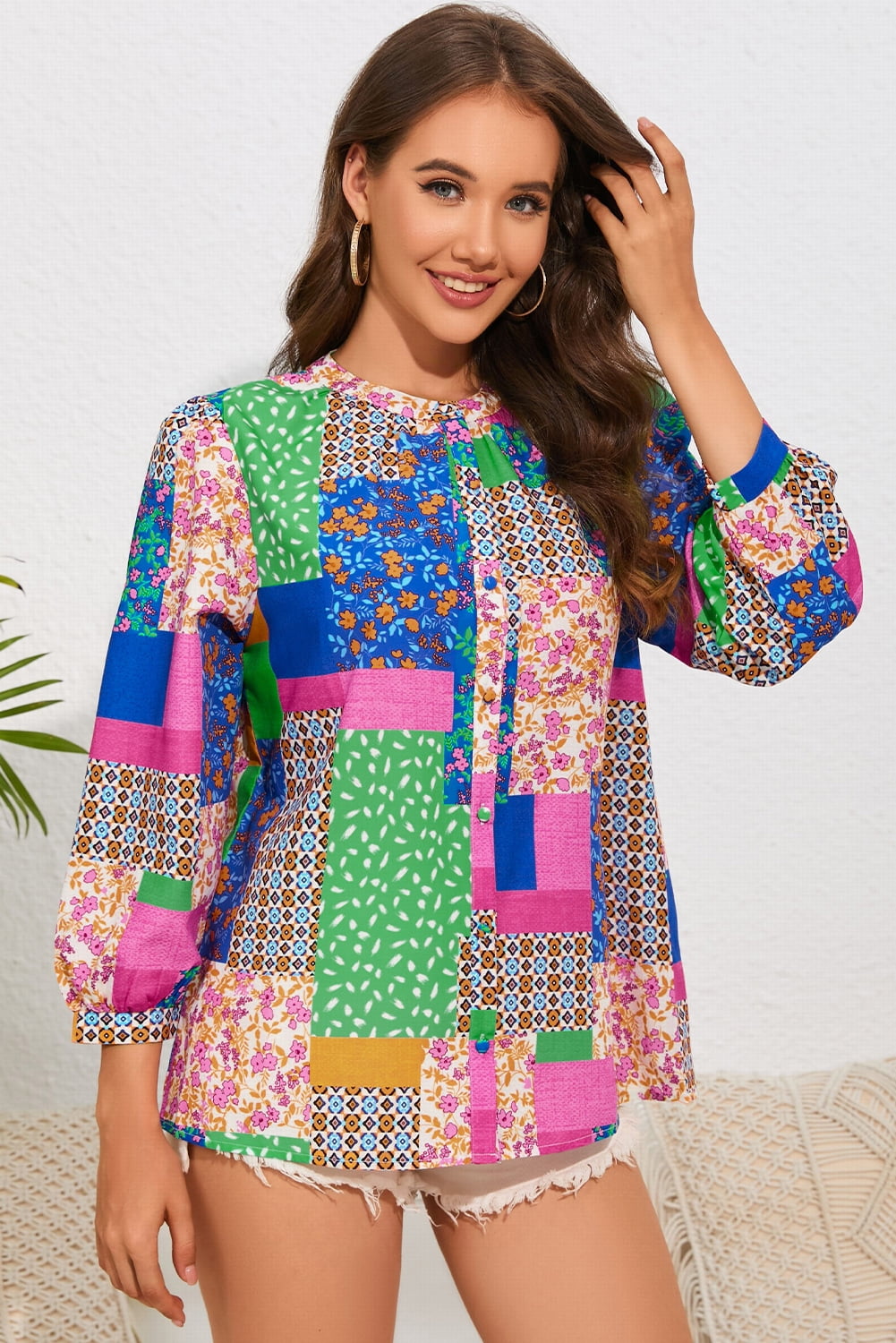 Patchwork Round Neck Shirt