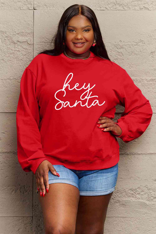Simply Love Full Size Christmas HEY SANTA Graphic Sweatshirt