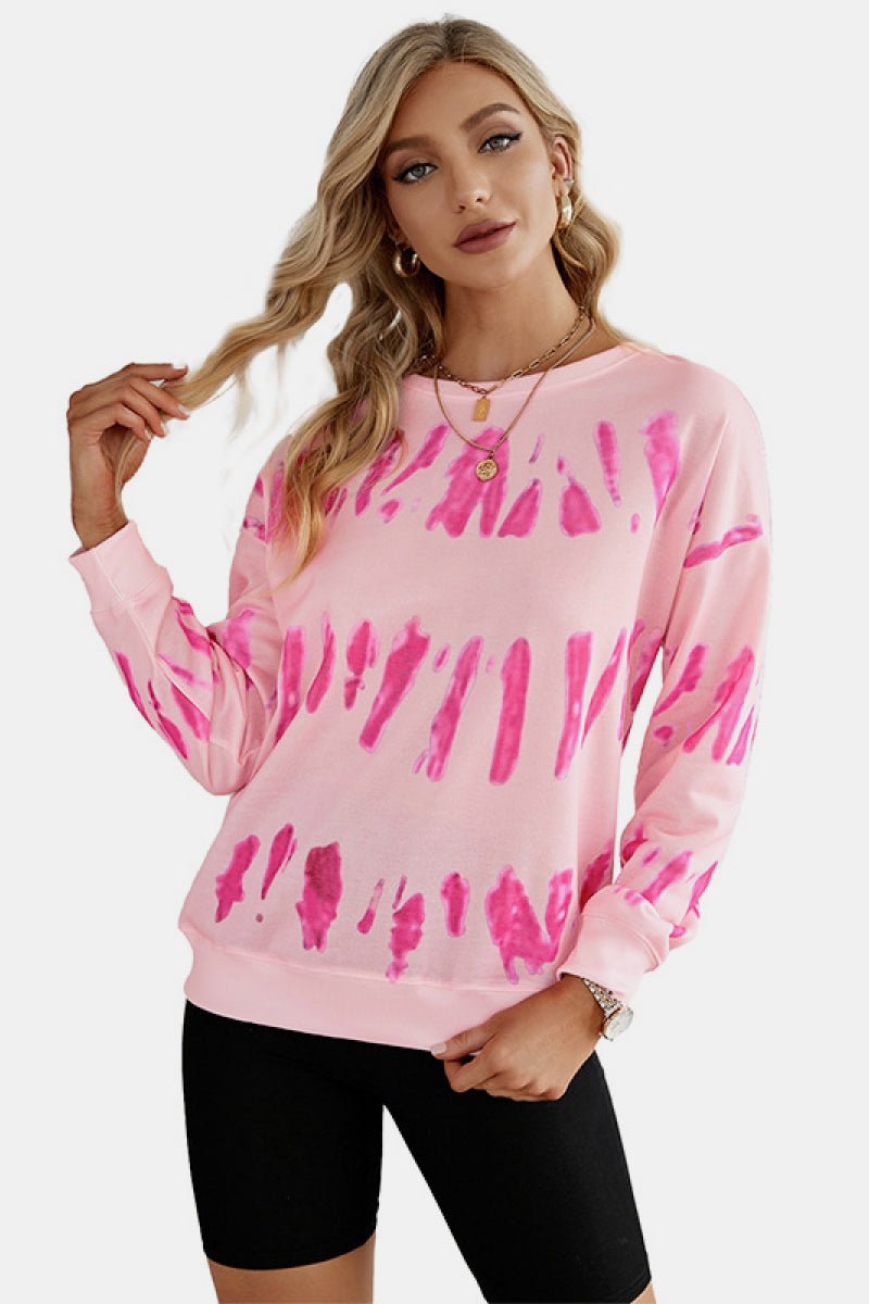 Malibu Dreams Full Size Tie Dye Round  Neck Sweatshirt