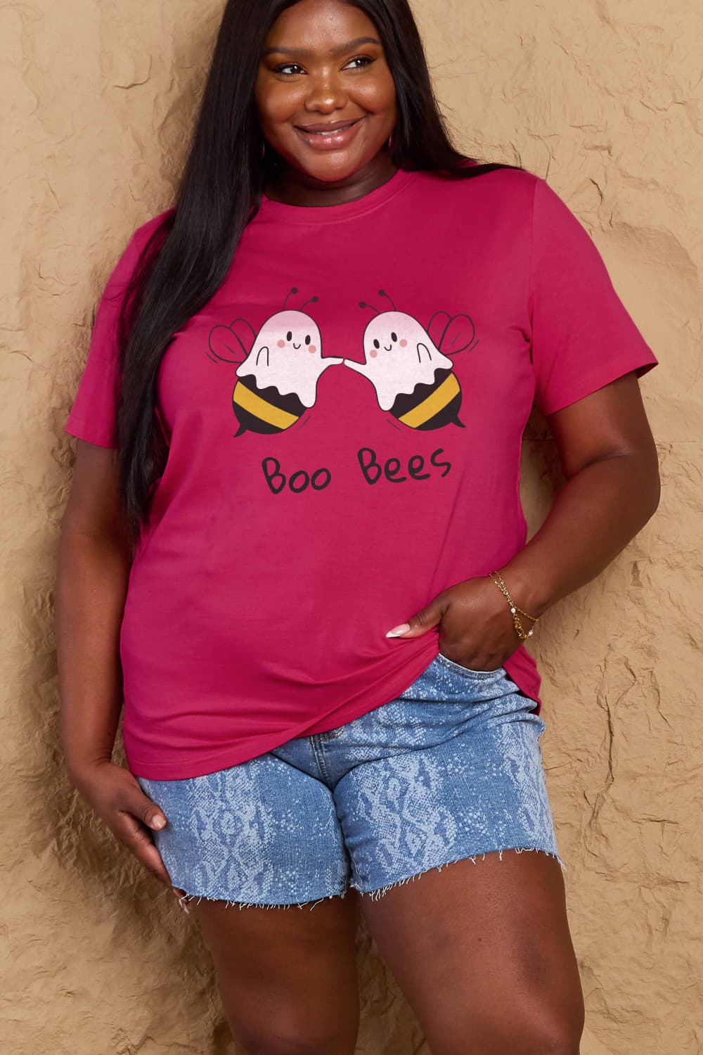 Simply Love Full Size Halloween BOO BEES Graphic Cotton T-Shirt