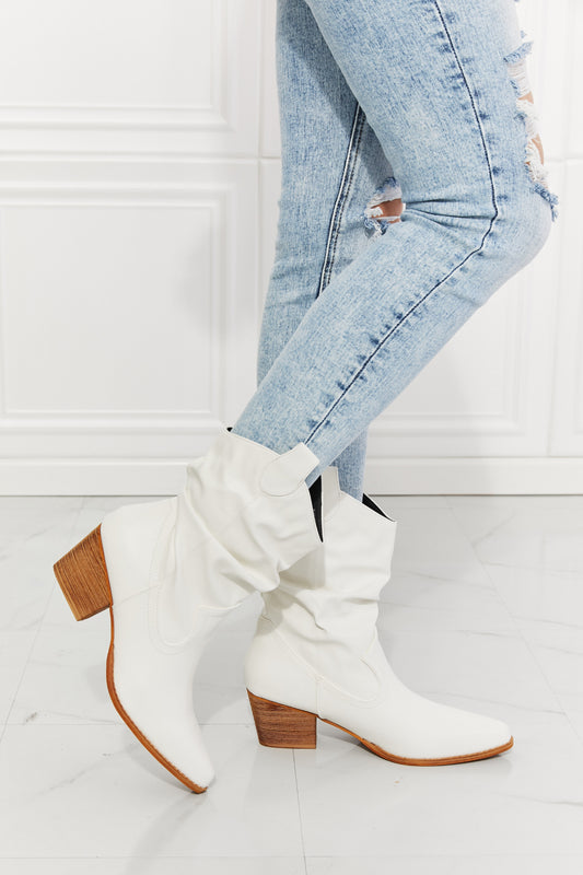 Women's MMShoes Better in Texas Scrunch Cowboy Boots in White