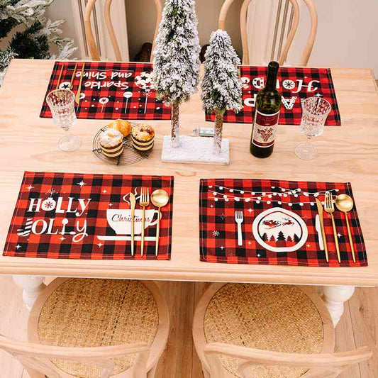 Winter Country Christmas Assorted 2-Piece Plaid Placemats