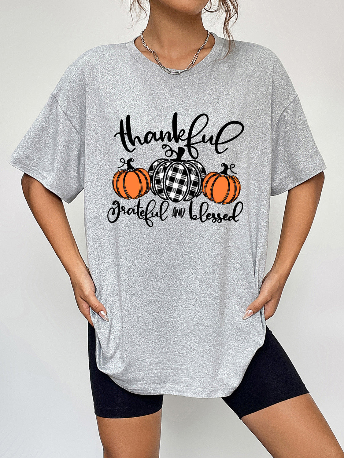 Round Neck Short Sleeve Fall Season Graphic T-Shirt