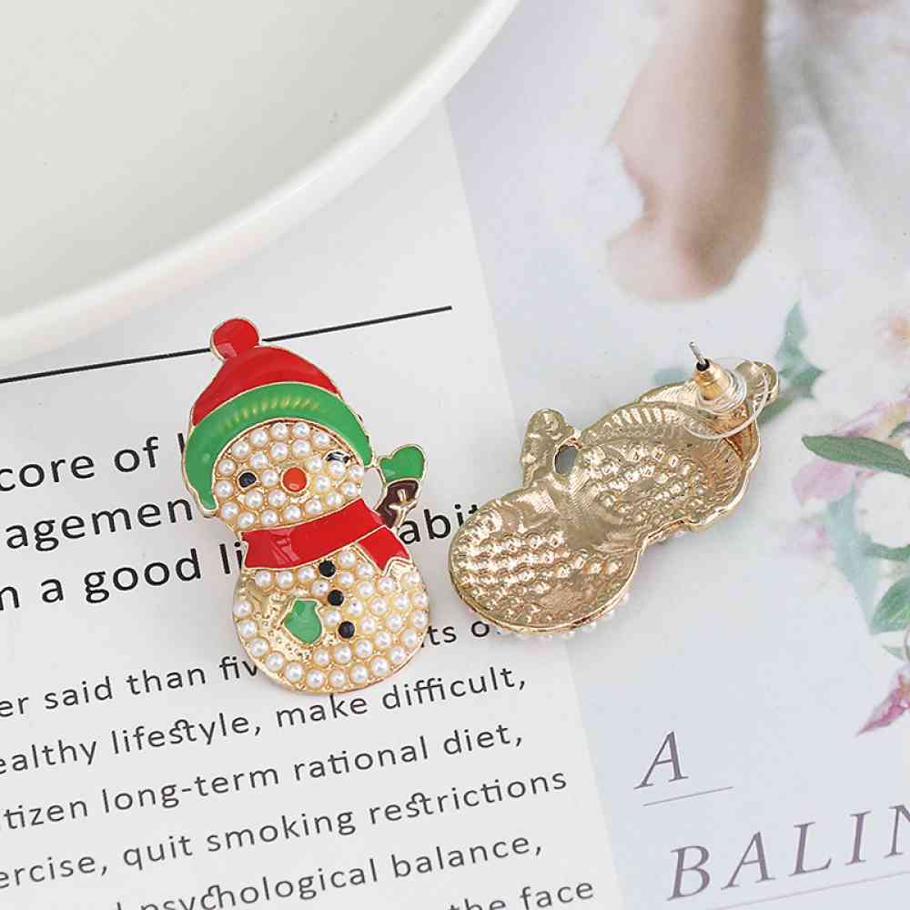 Christmas Snowman Rhinestone Alloy Earrings