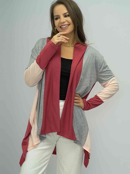 Color Block Open Front Cardigan